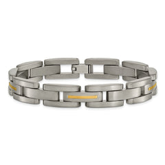 Chisel Titanium with 14k Gold Inlay Brushed 8.5 inch Bracelet TBB131-8.5