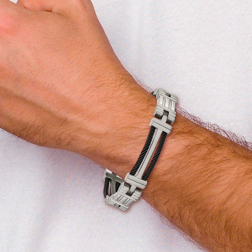 Chisel Titanium Polished Black IP-plated 8.5 inch Bracelet TBB132-8.5