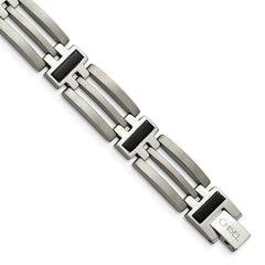 Chisel Titanium Brushed and Polished Black IP-plated 8.5 inch Bracelet TBB137-8.5