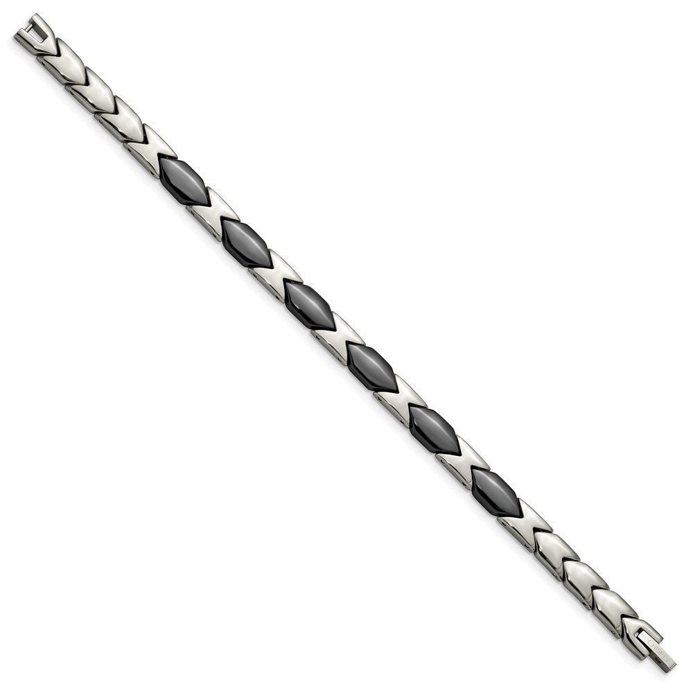Chisel Titanium Polished with Black Ceramic 7.5 inch Bracelet TBB145-7.5