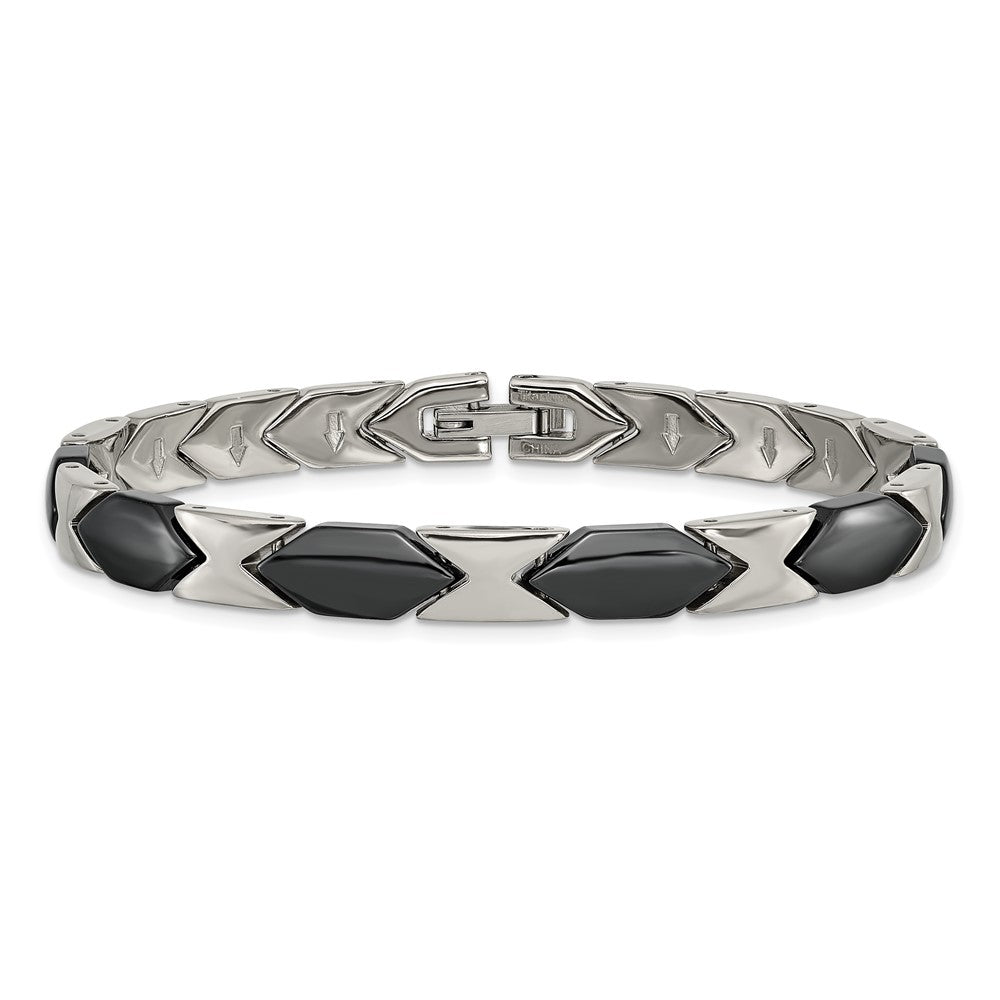 Chisel Titanium Polished with Black Ceramic 7.5 inch Bracelet TBB145-7.5