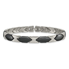 Chisel Titanium Polished with Black Ceramic 7.5 inch Bracelet TBB145-7.5