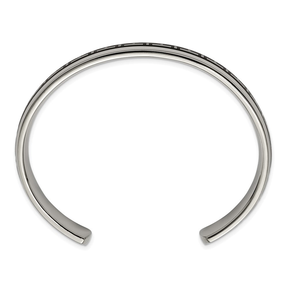 Chisel Titanium Polished with Black Rubber Design Cuff Bangle TBB146