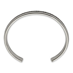 Chisel Titanium Polished with Black Rubber Design Cuff Bangle TBB146