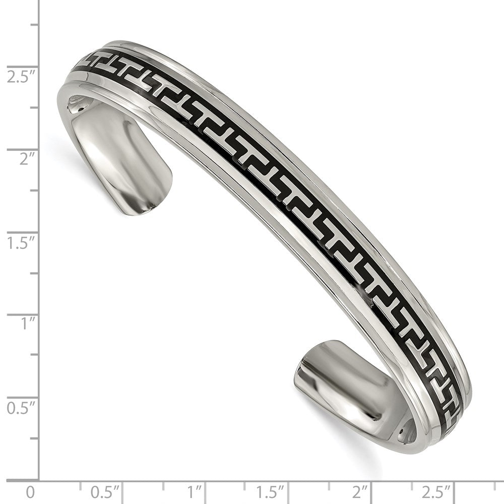 Chisel Titanium Polished with Black Rubber Design Cuff Bangle TBB146