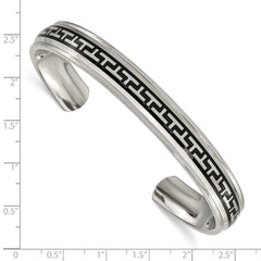 Chisel Titanium Polished with Black Rubber Design Cuff Bangle TBB146