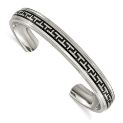 Chisel Titanium Polished with Black Rubber Design Cuff Bangle TBB146