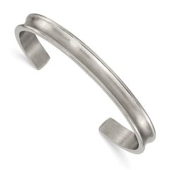 Chisel Titanium Brushed with Polished Edge 6.5mm Cuff Bangle TBB174