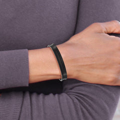 Chisel Titanium Brushed with Polished Edge Black IP-plated 10mm Cuff Bangle TBB175