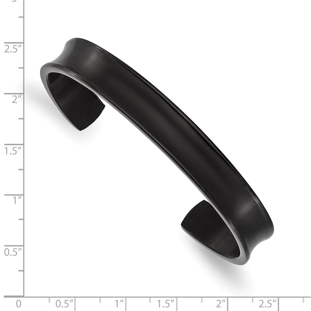 Chisel Titanium Brushed with Polished Edge Black IP-plated 10mm Cuff Bangle TBB175