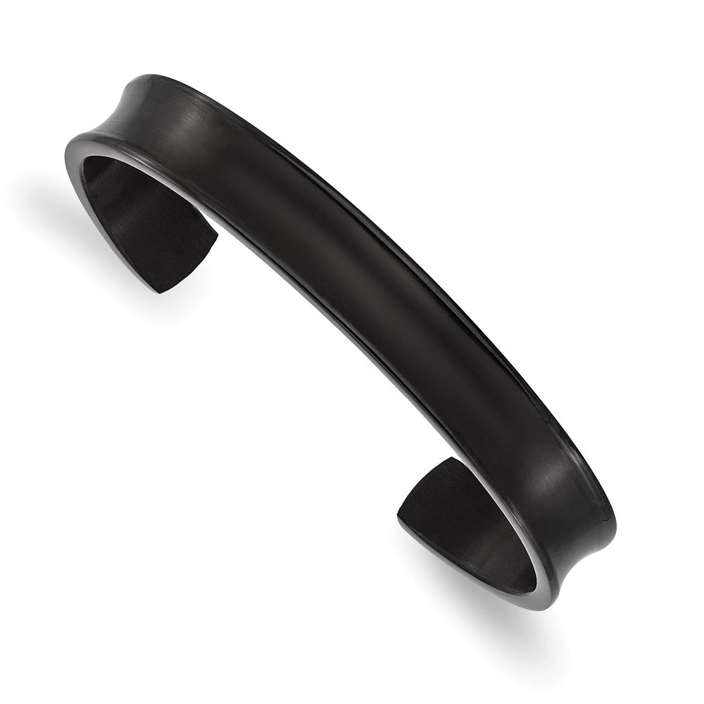 Chisel Titanium Brushed with Polished Edge Black IP-plated 10mm Cuff Bangle TBB175