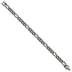 Chisel Titanium Polished 7mm 8.5 inch Figaro Chain TBB187-8.5