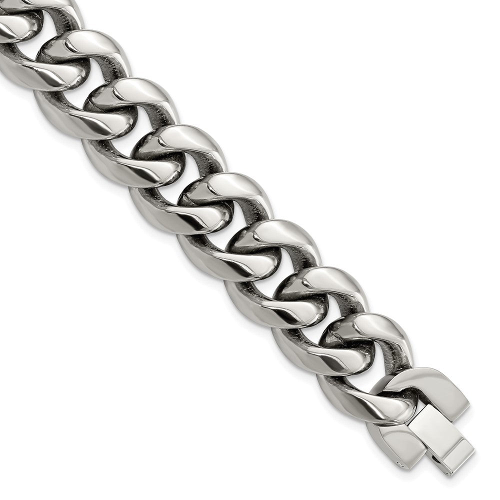 Chisel Titanium Polished 14.50mm Curb 8.5 inch Bracelet TBB189-8.5