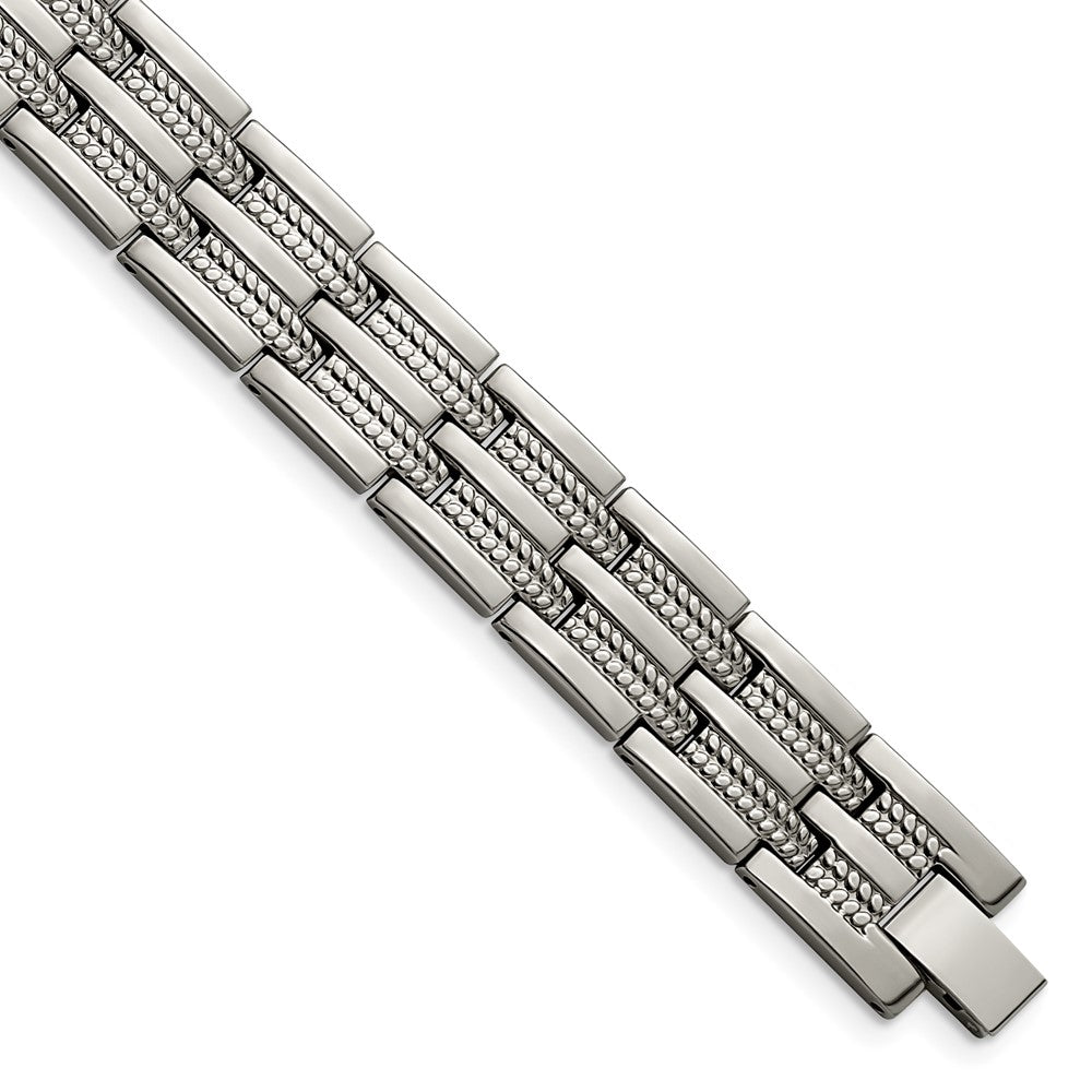 Chisel Titanium Polished and Textured 8.5 inch Link Bracelet TBB2785-8.5