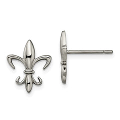 TBE100 Chisel Titanium Polished Fleur de lis Post Earrings