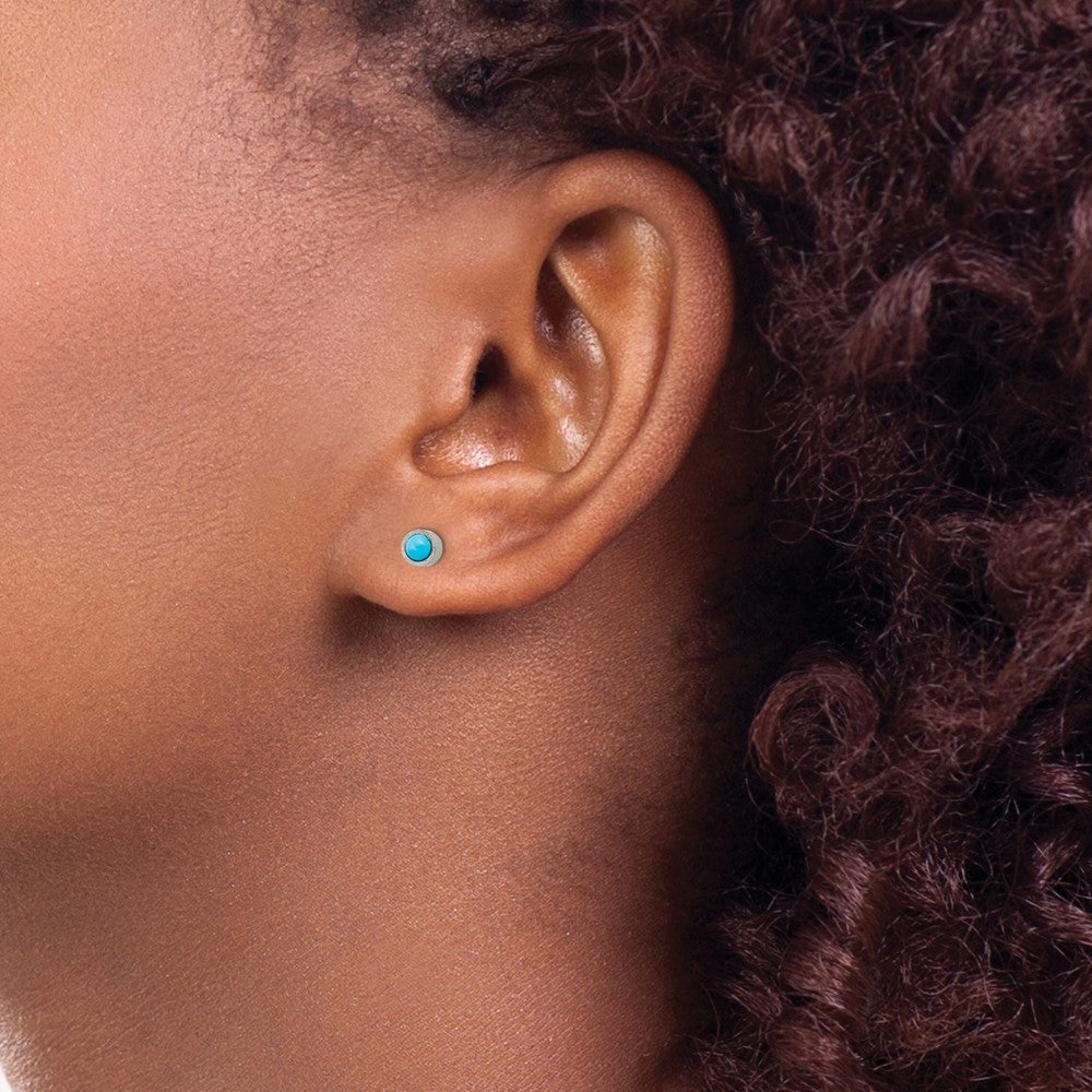 TBE107 Chisel Titanium Brushed Turquoise 4mm Stud Earrings
