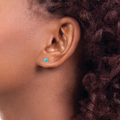 TBE107 Chisel Titanium Brushed Turquoise 4mm Stud Earrings