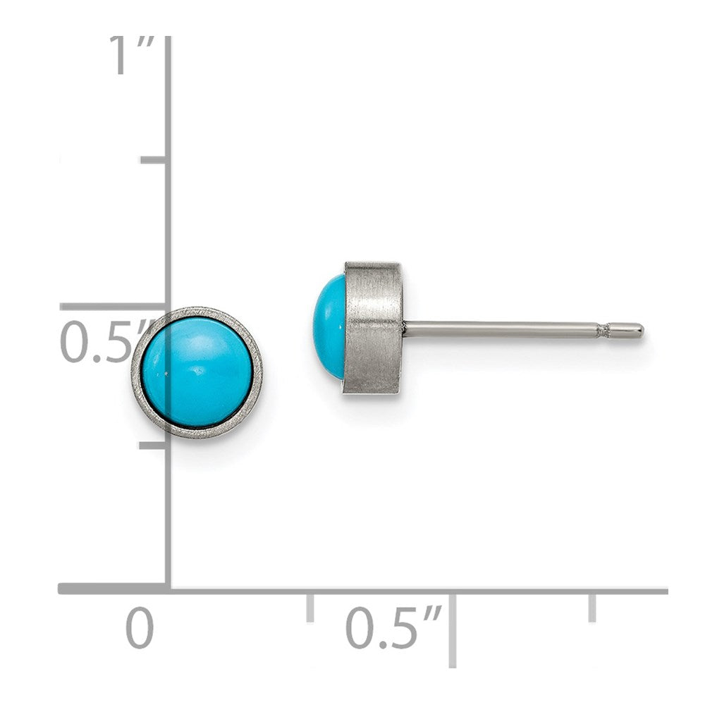 TBE109 Chisel Titanium Brushed Turquoise 6mm Stud Earrings