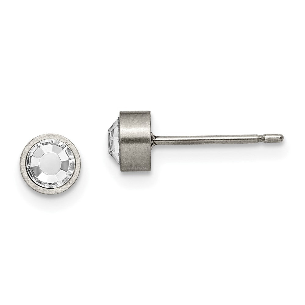 TBE110 Chisel Titanium Brushed CZ 5mm Stud Earrings