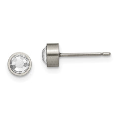 TBE110 Chisel Titanium Brushed CZ 5mm Stud Earrings