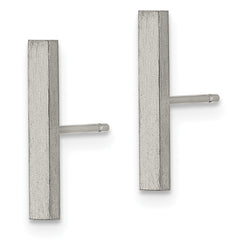TBE111 Chisel Titanium Brushed Bar Post Earrings