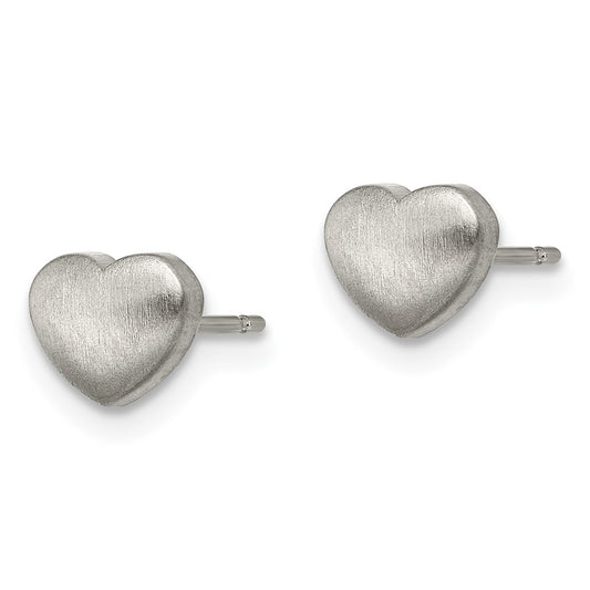 TBE117 Chisel Titanium Brushed Heart Post Earrings