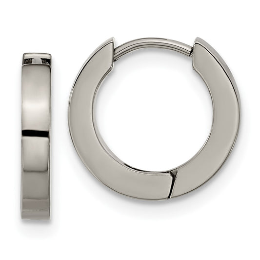TBE124 Chisel Titanium Polished 2.5mm Huggie Hoop Earrings