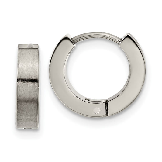 TBE125 Chisel Titanium Brushed 3.5mm Huggie Hoop Earrings