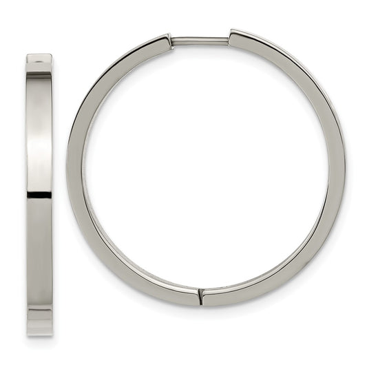 TBE127 Chisel Titanium Polished 2.8mm Hinged Hoop Earrings