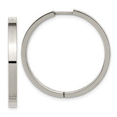 TBE127 Chisel Titanium Polished 2.8mm Hinged Hoop Earrings