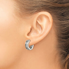 TBE1298 Chisel Titanium Polished CZ 5mm Hinged Hoop Earrings