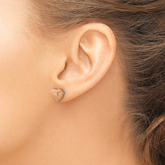 TBE131 Chisel Titanium Brushed Rose IP-plated with CZ Heart Post Earrings