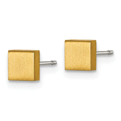 TBE134 Chisel Titanium Brushed Yellow IP-plated Square Post Earrings