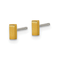 TBE137 Chisel Titanium Brushed Yellow IP-plated Rectangle Post Earrings