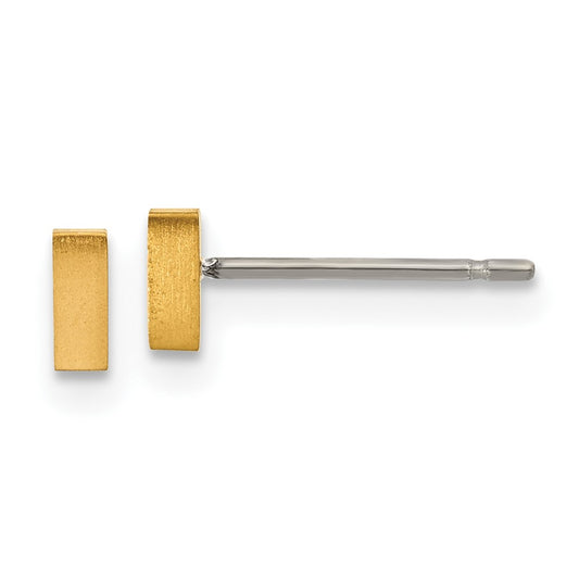 TBE137 Chisel Titanium Brushed Yellow IP-plated Rectangle Post Earrings