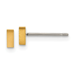 TBE137 Chisel Titanium Brushed Yellow IP-plated Rectangle Post Earrings
