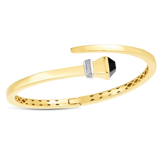 Parkplace Jewelers 14k-onyx-diamond-wrap-hardware-bangle-tbg3258