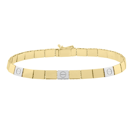 Royal Chain 14K Gold Two-Tone Nail Head Bracelet TC17019