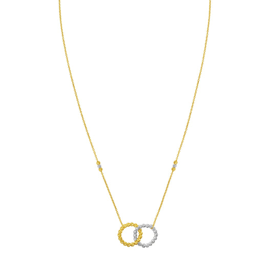 Two-tone Gold Diamond Cut/ Textured Beaded Bliss Necklace