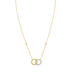 Two-tone Gold Diamond Cut/ Textured Beaded Bliss Necklace