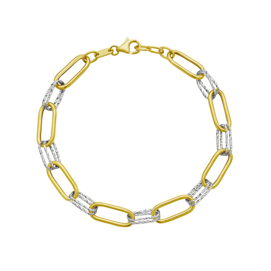 Two-tone Gold Diamond Cut/ Textured The DiamantÈ Collection Bracelet