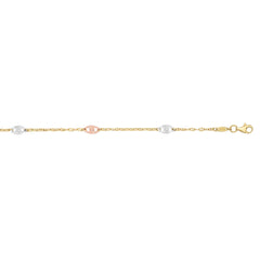 Parkplace Jewelers 14k-tri-color-gold-diamond-cut-anklet-tcank1444