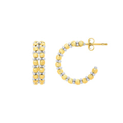 Two-tone Gold Diamond Cut/ Textured Pallina Beads Earring