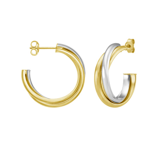 Two-tone Gold Polished Trinity Collection Earring