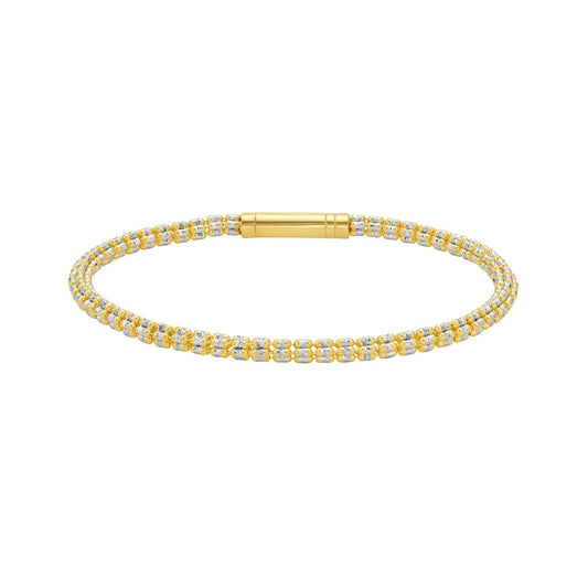 Two-tone Gold Diamond Cut/ Textured The Ice Chain Bracelet