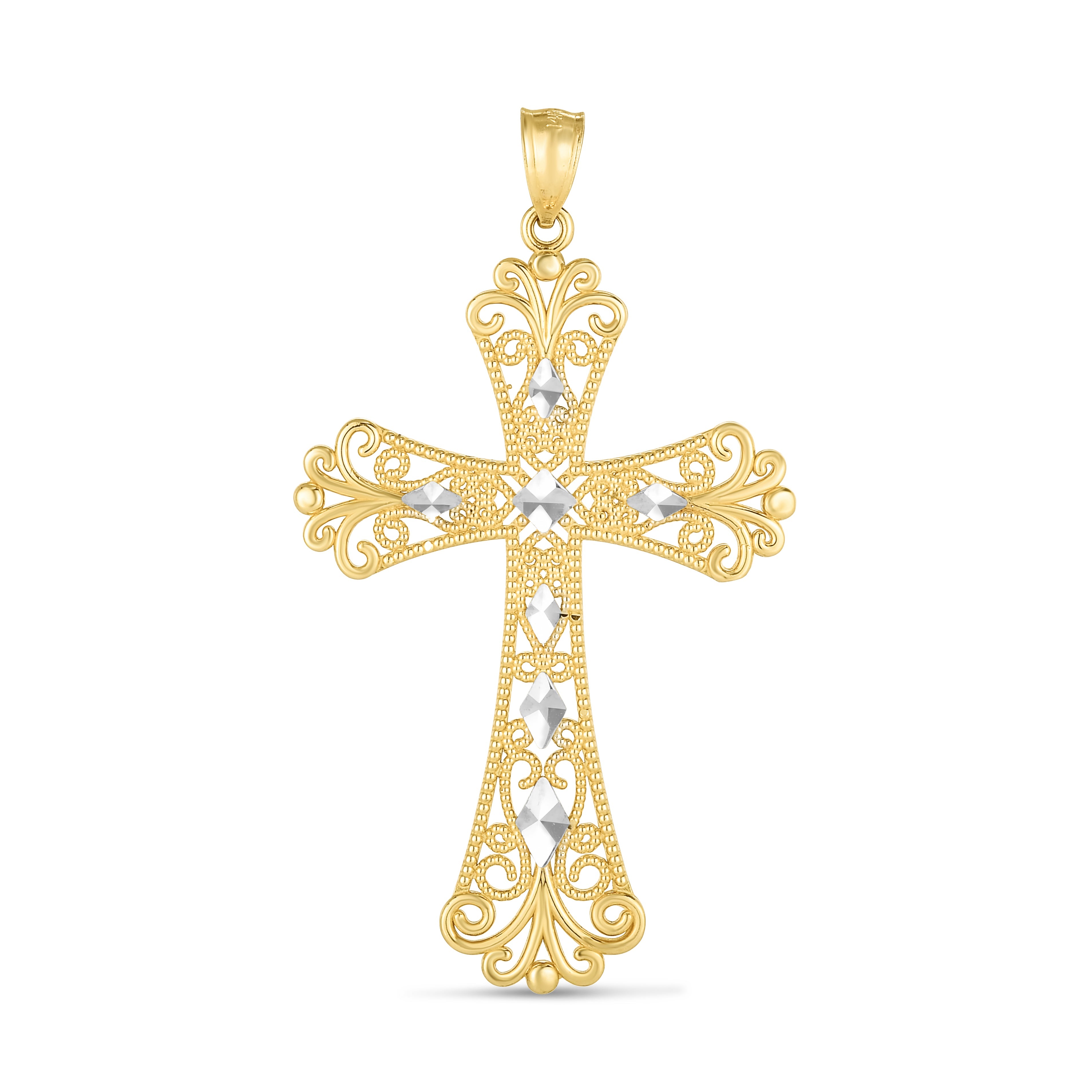Parkplace Jewelers 14k-two-tone-cross-pendant-tpd3758