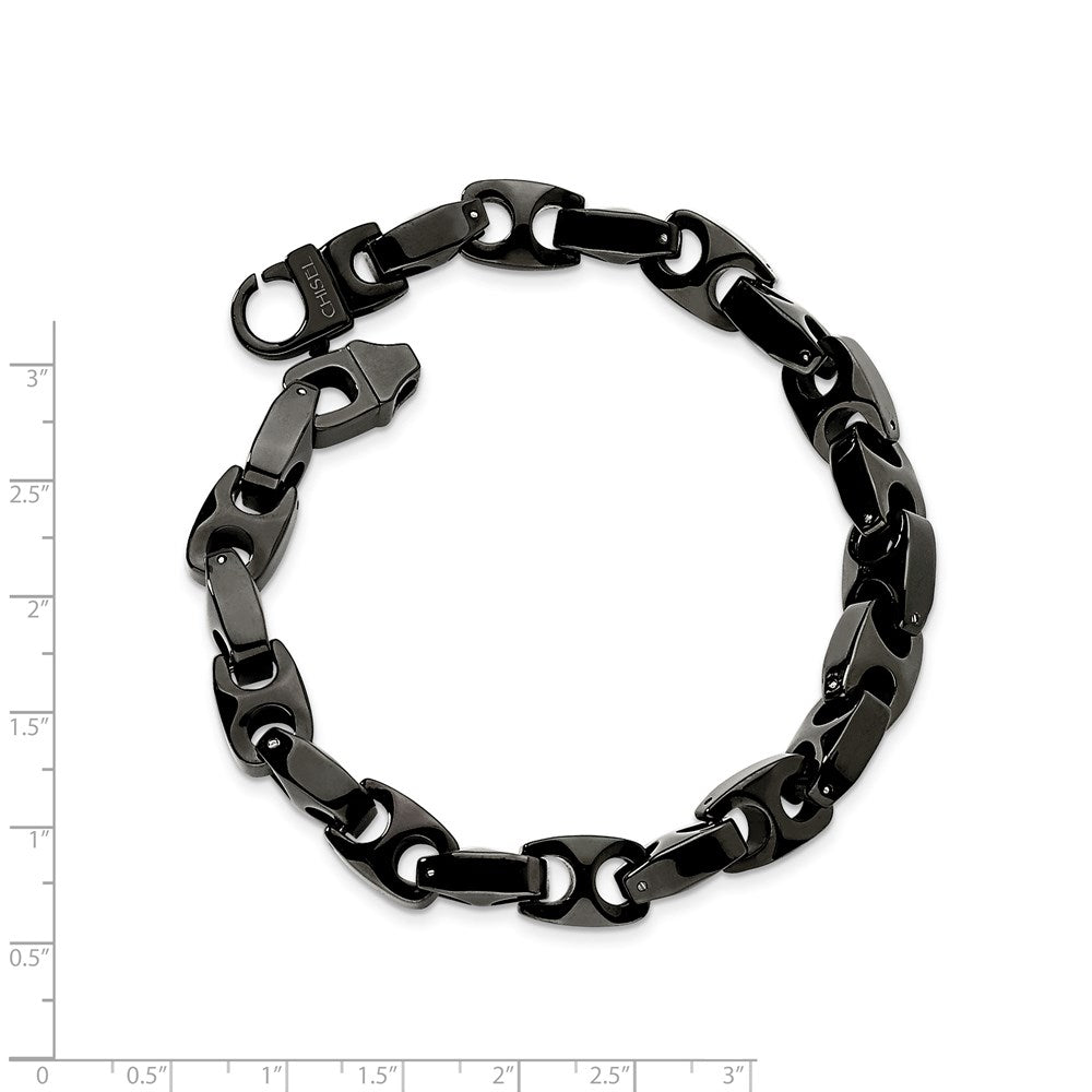 Chisel Tungsten Polished Black IP-plated 9 inch Bracelet TUB119-9.5