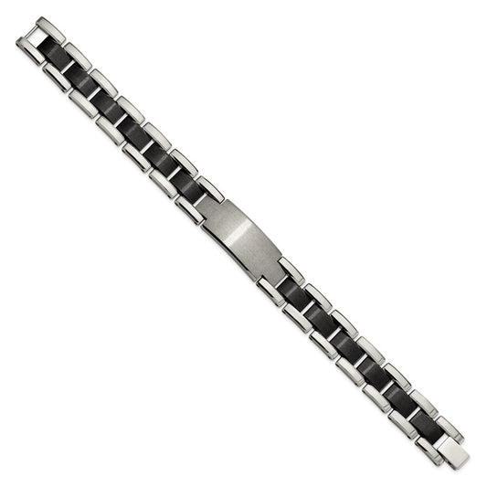 Chisel Tungsten Brushed and Polished Black IP-plated 8.5 inch Bracelet TUB126-8.5