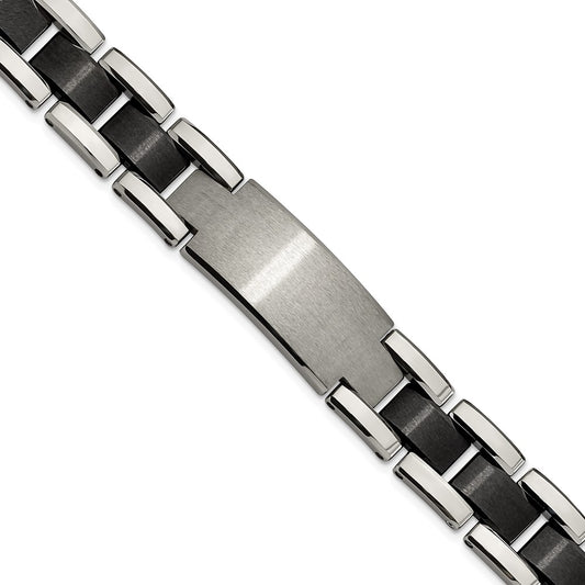 Chisel Tungsten Brushed and Polished Black IP-plated 8.5 inch Bracelet TUB126-8.5