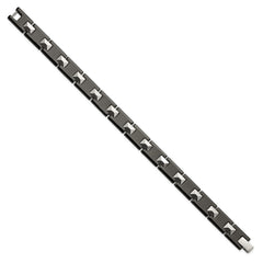 Chisel Tungsten and Black Ceramic Polished 8.5 inch Bracelet TUB128-8.5